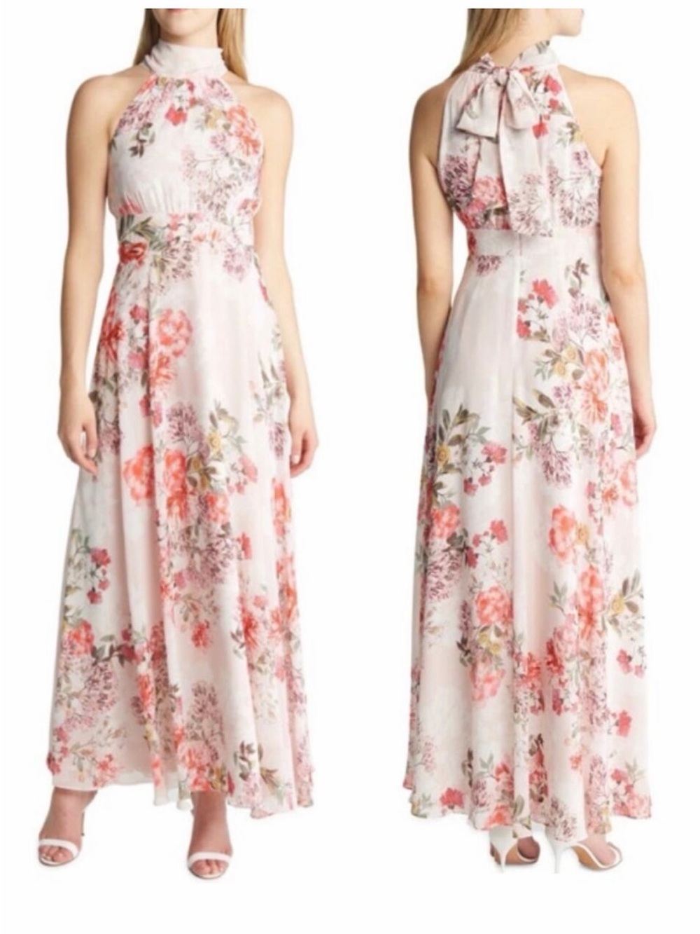 Eliza J Blush Pink Floral Halter Maxi Dress